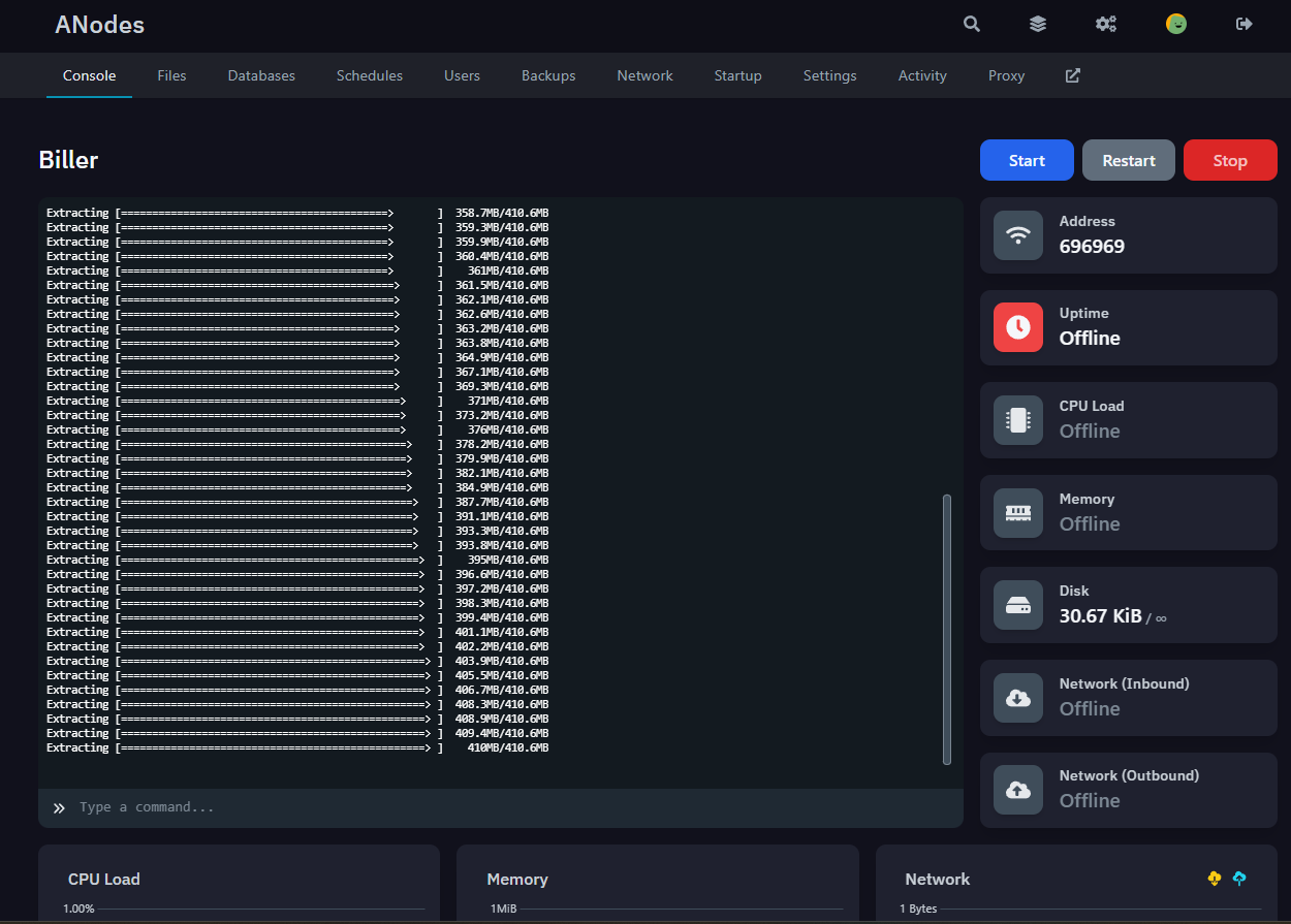 Server monitoring dashboard